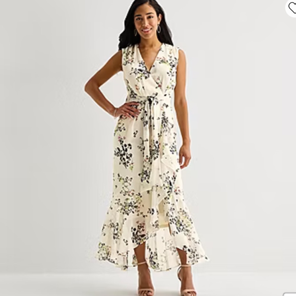 Melonie Sleeveless Floral Wrap Maxi Dress Sz 16 NWT